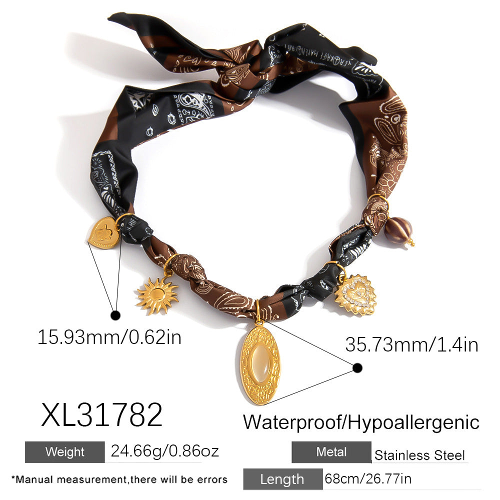 Dopamine Sunflower Pendant Necklace and Bracelet Set - Stainless Steel