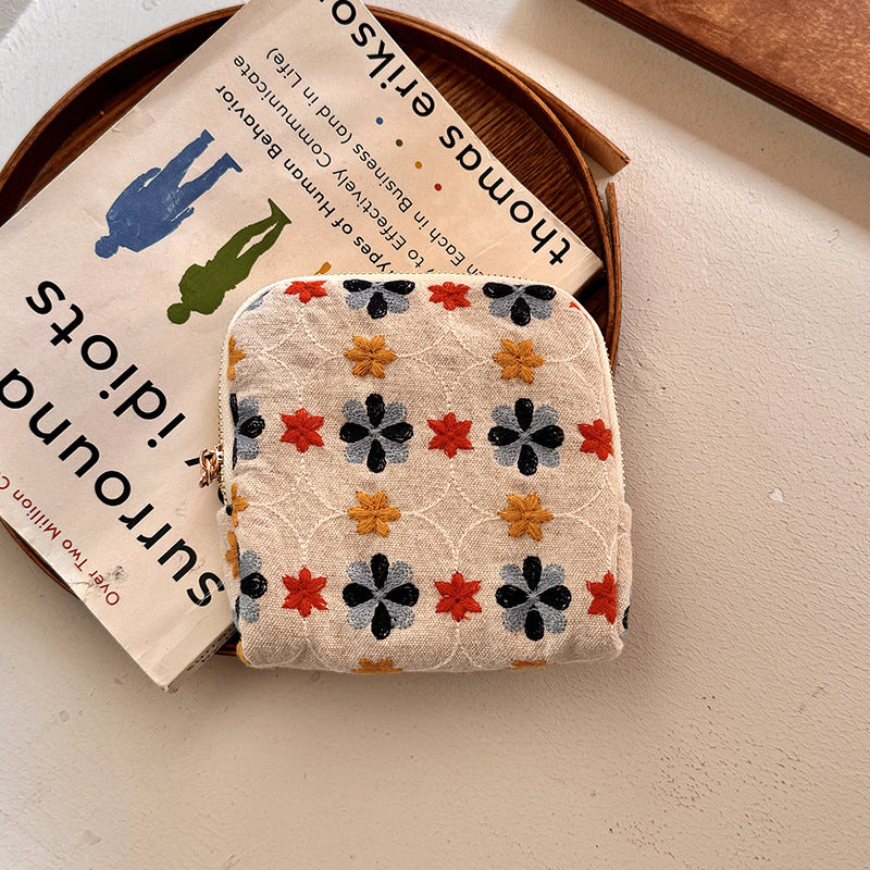 Embroidered Cotton Linen Jewelry Storage Bag for Rings and Necklaces