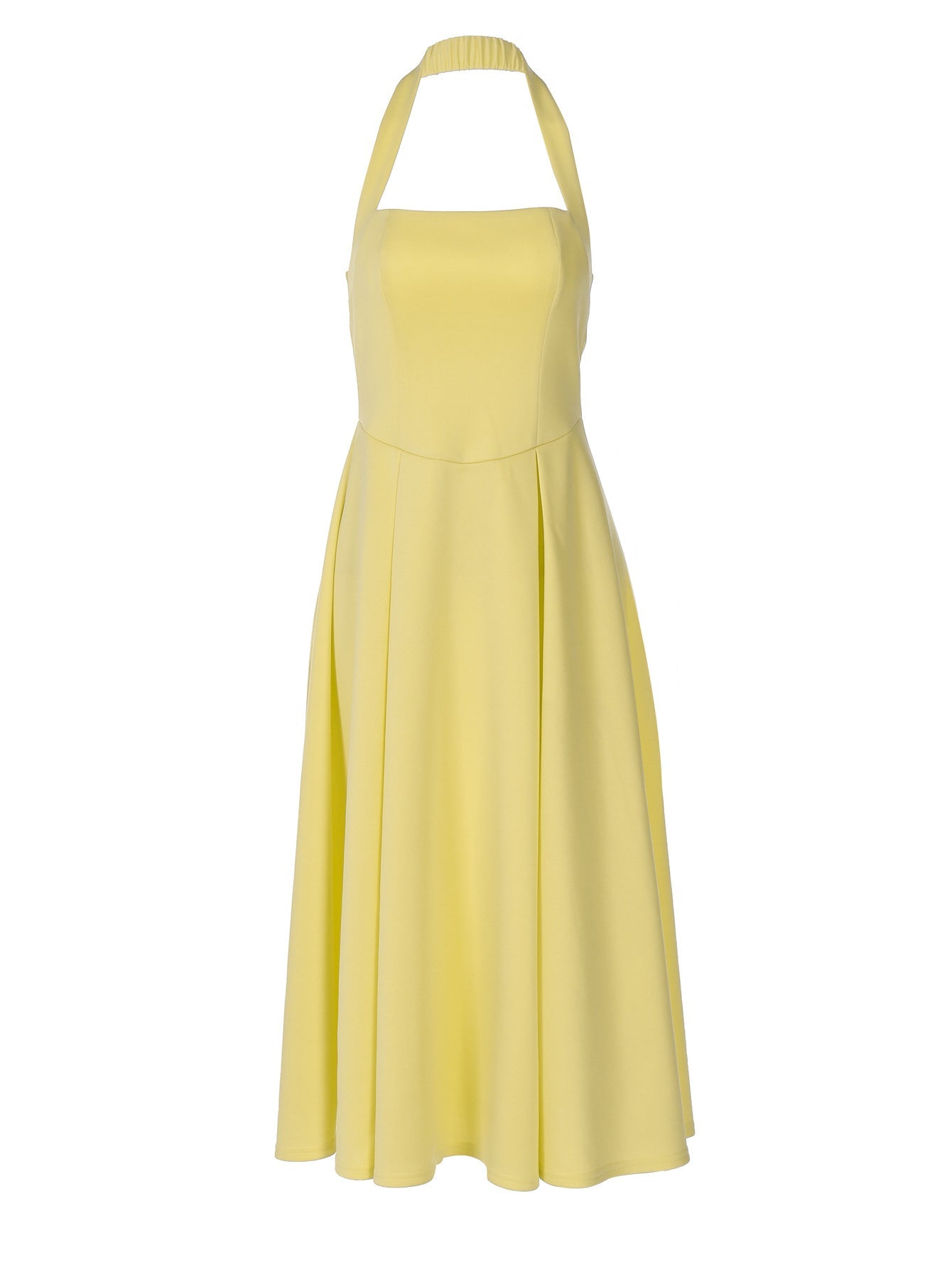High-Waisted Halter Bodycon Dress Chic Solid Color