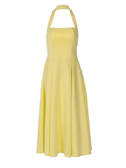 High-Waisted Halter Bodycon Dress Chic Solid Color