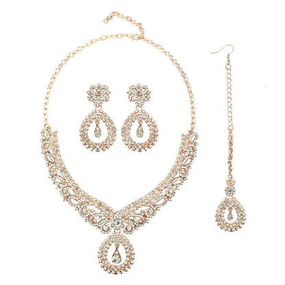 Exaggerated Retro Crystal Necklace Set for Women
