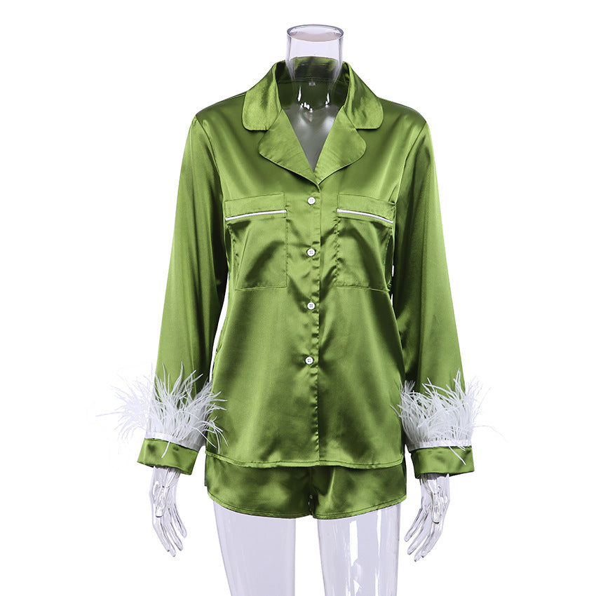 Feather Solid Color Sleepwear Sets