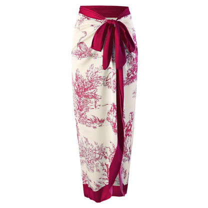 Vintage Print Slim Fit Swimwear with Cover Dress