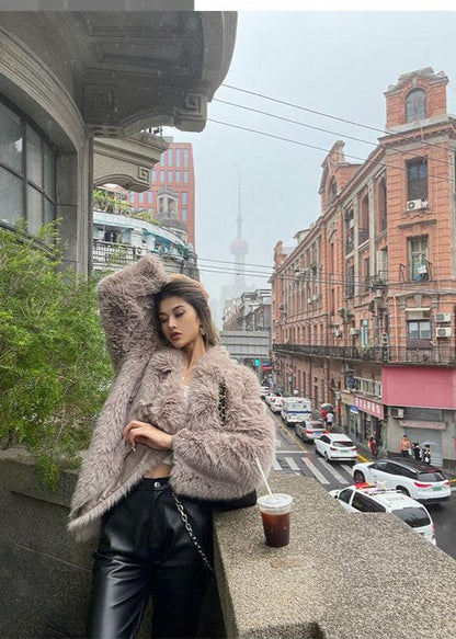 Suit Collar Fur Coat Premium Plush Material