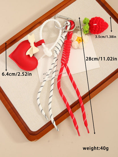 Strawberry Flower Rope Braided Bag Charms