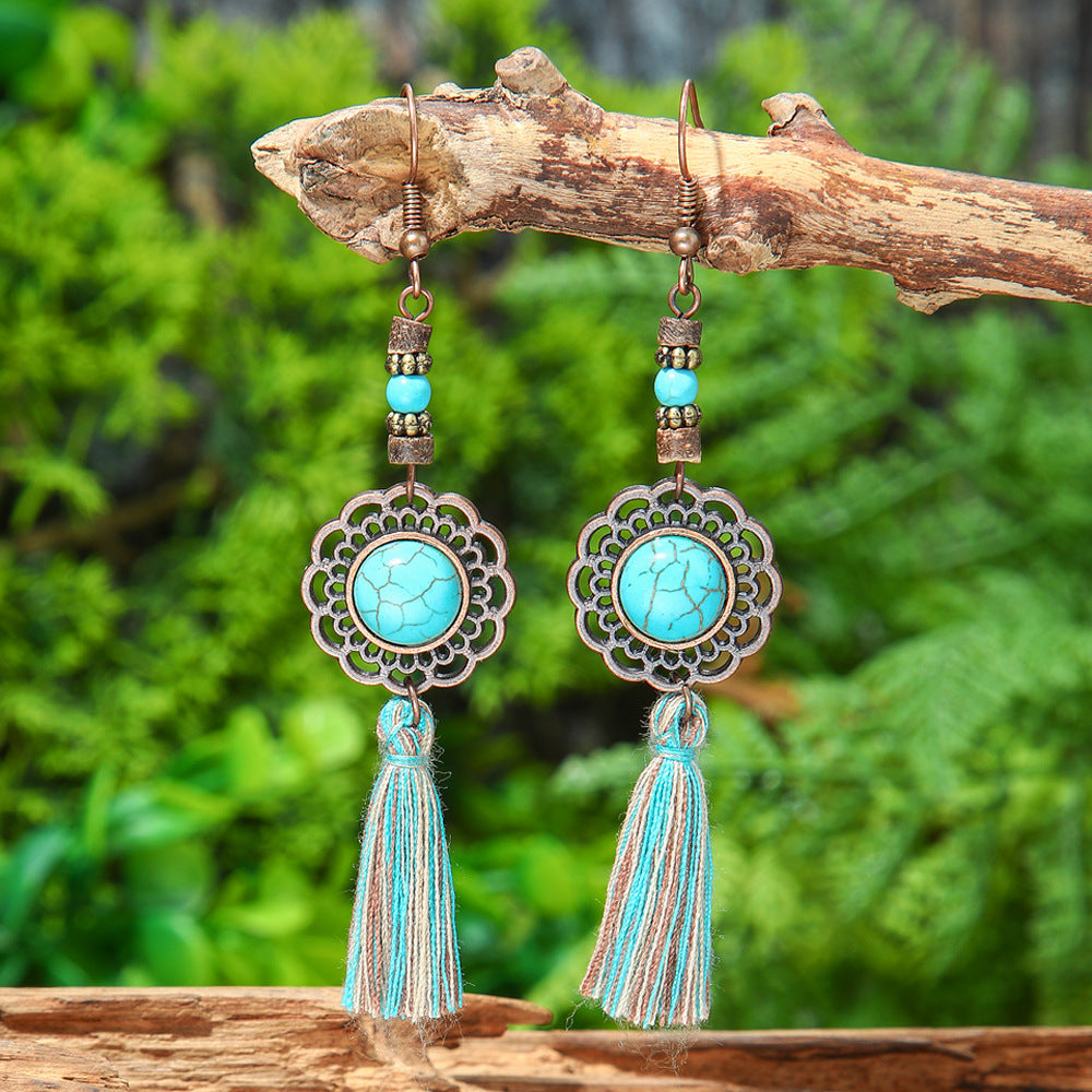 Handcrafted Bohemian Long Tassel Earrings Vintage Jewelry