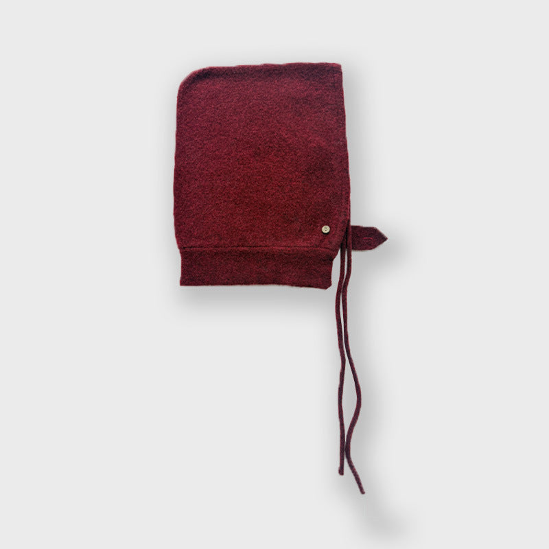 Knitted Wool Beanie with Drawstring for Women