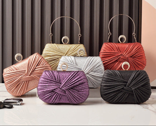 Fashionable Evening Clutch Bag With Bow Detail Retro Style