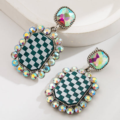 Trendy Geometric Earrings With Rhinestones in Alloy