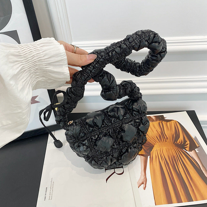 Trendy Ruffled Nylon Cloud Bag Stylish Casual Crossbody