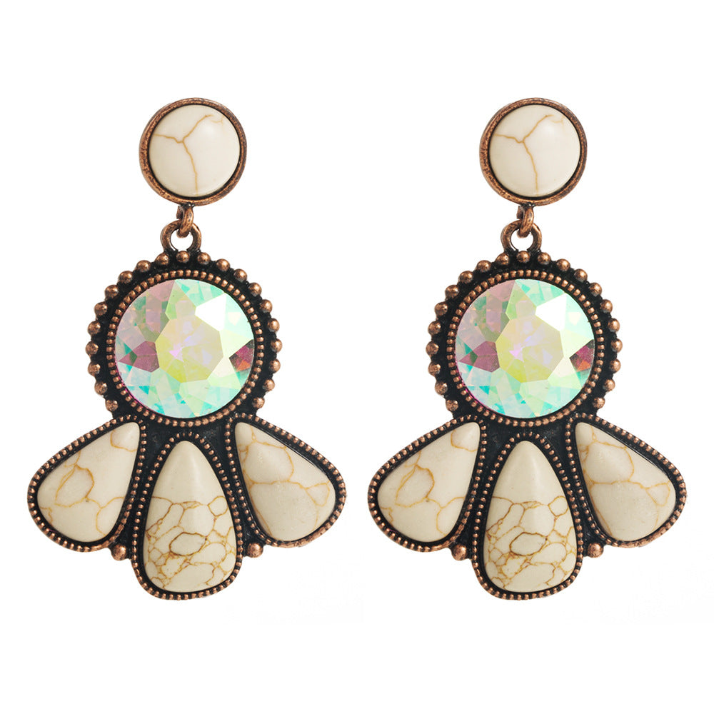 Fashion Vintage Bohemian Turquoise Earrings Stylish Floral Design