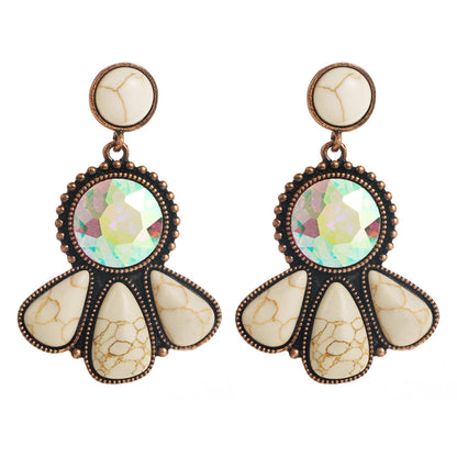 Fashion Vintage Bohemian Turquoise Earrings Stylish Floral Design