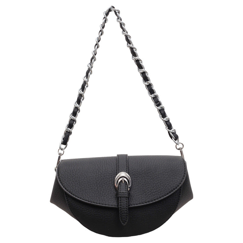 Fashionable Saddle Bag with Chain Strap
