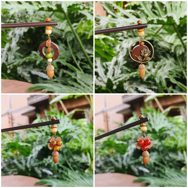 Flower Hairpin Handmade Alloy Hair Accessories Ethnic Style