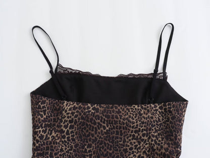 Elegant Satin Spaghetti Strap Lace Trim Top