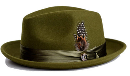 Men's Wool Fedora Hat with Bowknot and Feather, Stylish Fall Winter Accessory