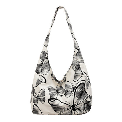 Trendy Butterfly Print Shoulder Bag Casual Beach Tote
