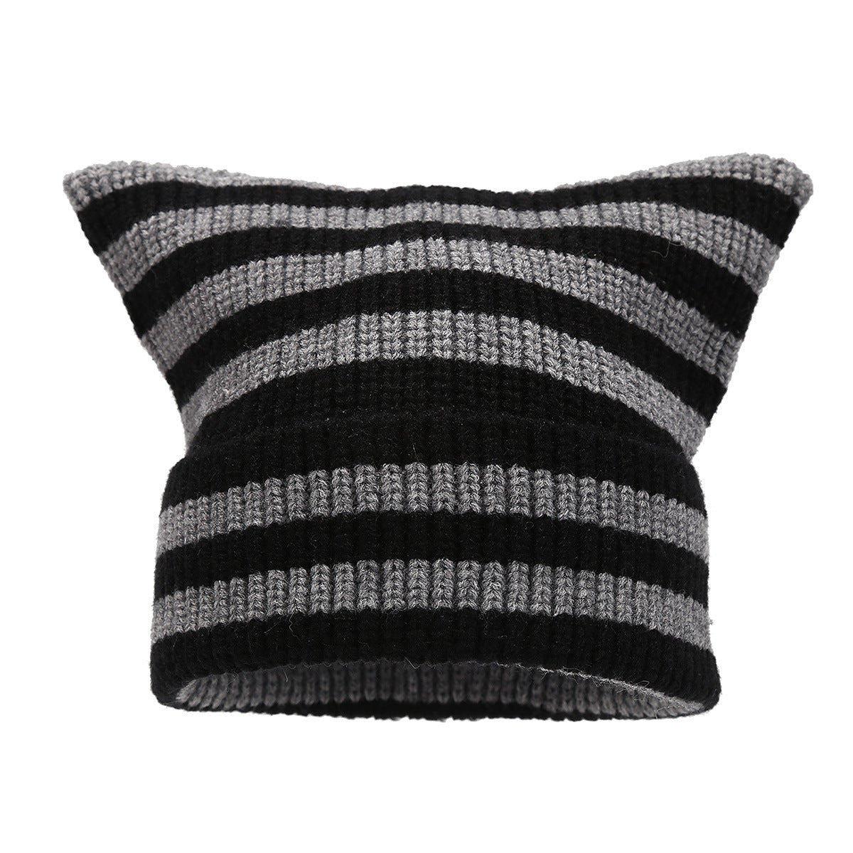 Winter Beanie Striped Color Contrast Warm Knit Hat