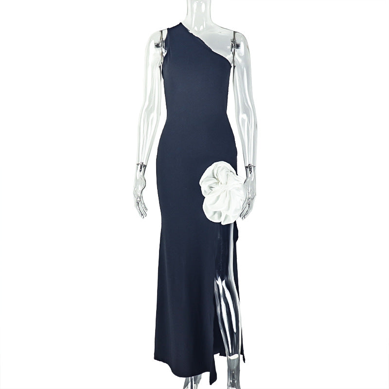 Elegant Black And White Sleeveless Bodycon Midi Dress