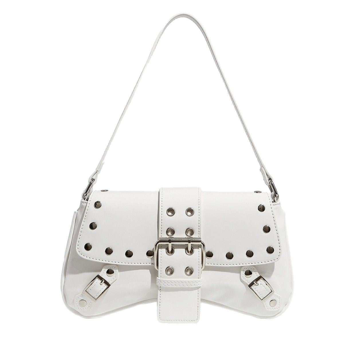 Punk Studded Hollow PU Leather Shoulder Bag