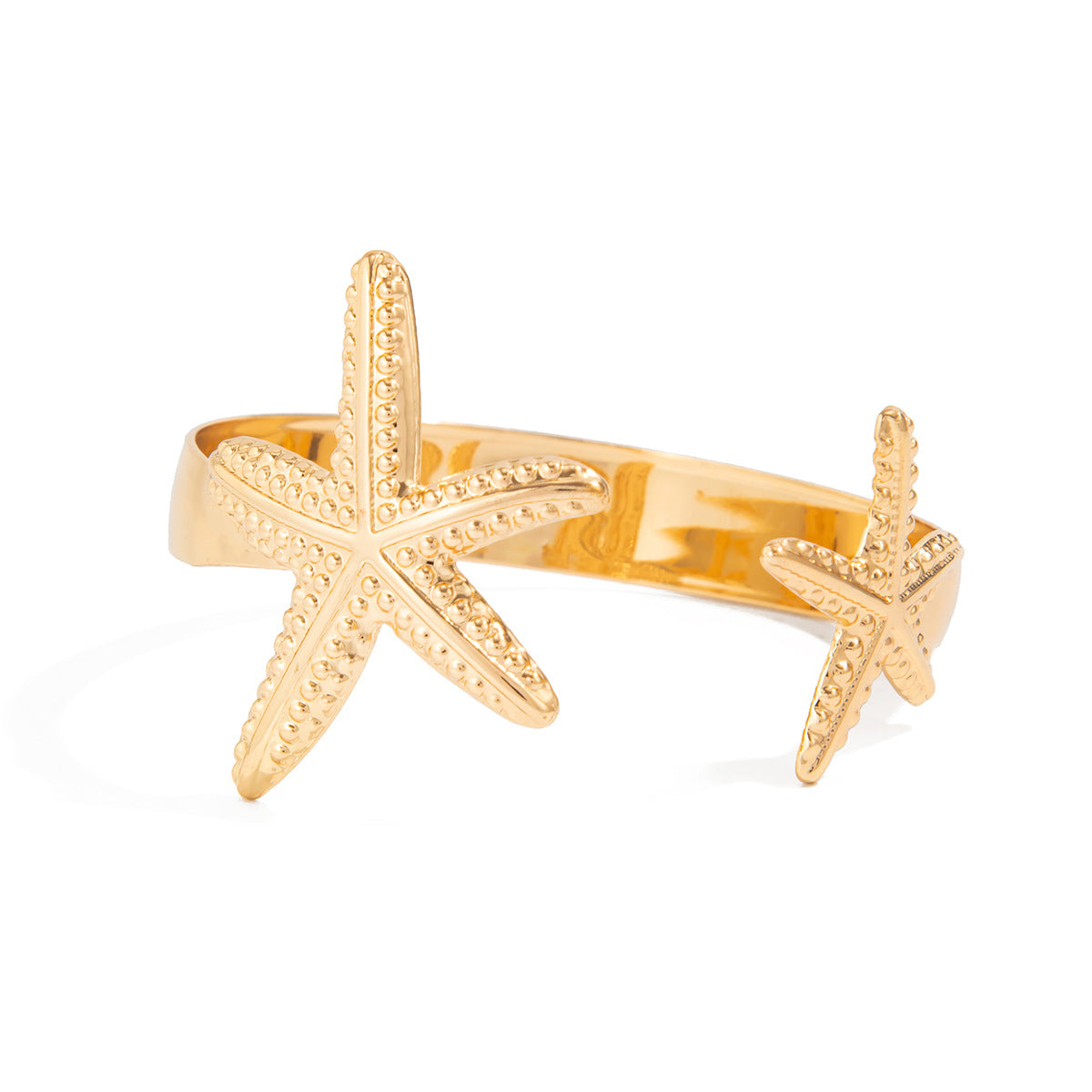 Starfish and Seashell Open Bangle Bracelet for Women