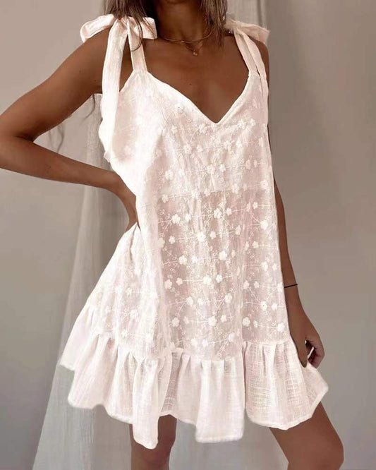 Fashion V-Neck Lace Up Open Back Princess Style Dress