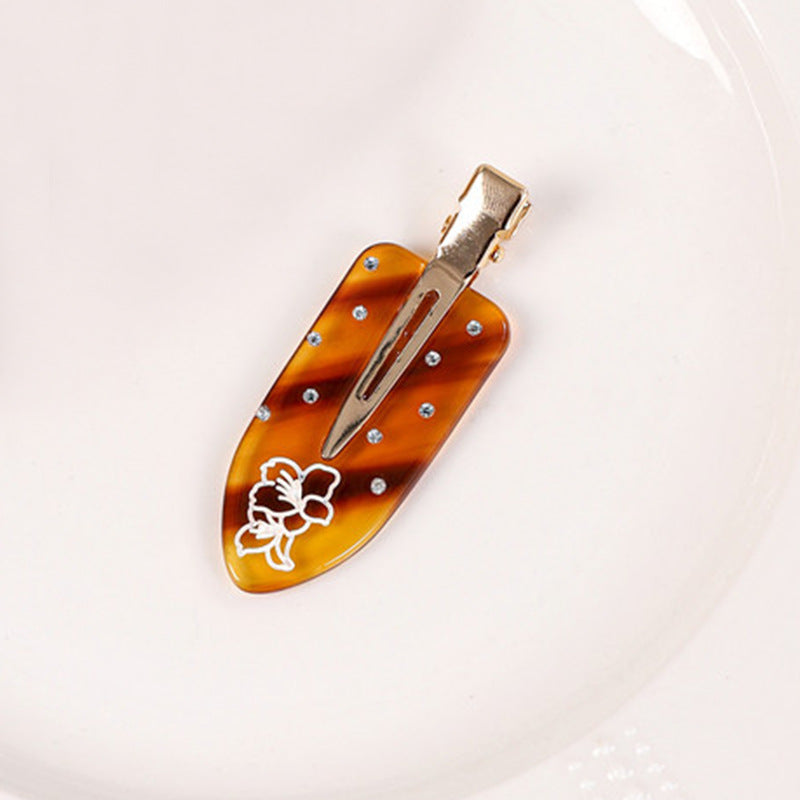 Flower Print Rhinestone Hair Claw Clips
