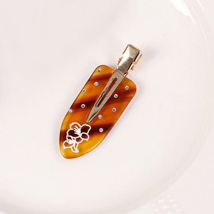 Flower Print Rhinestone Hair Claw Clips