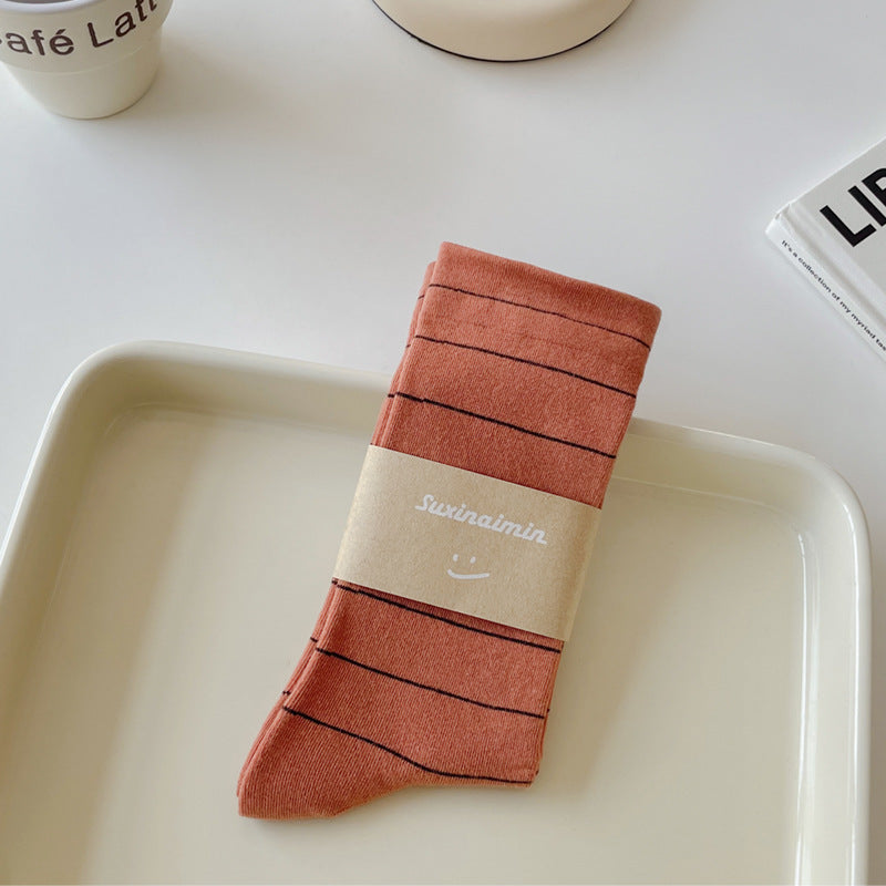 Simple Striped Soft Cotton Socks