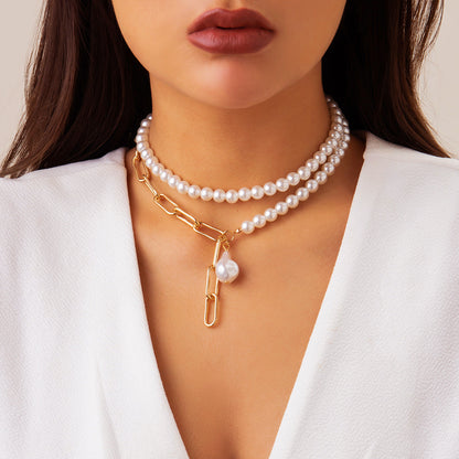 Baroque Style Irregular Pearl Necklace Creative Geometric Chain