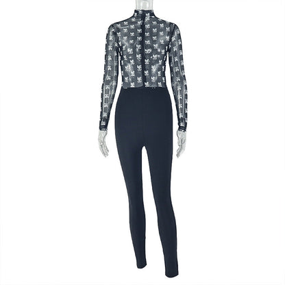 Floral Print Slim Fit Jumpsuit With Long Sleeves