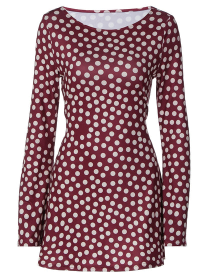 Polka Dot Print Slim Fit Short Sleeve Dress