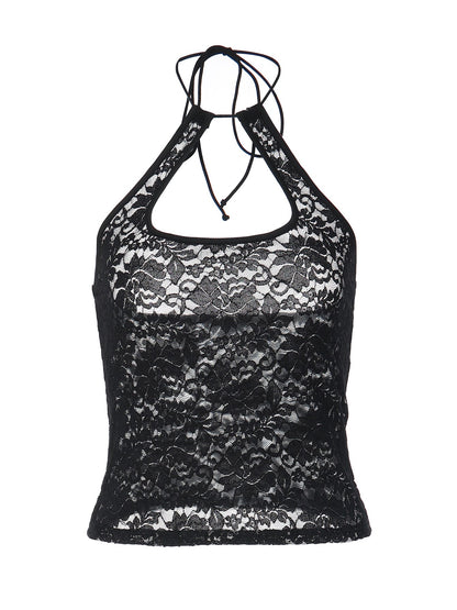 Trendy Lace Cutout Back Top Summer Casual Wear