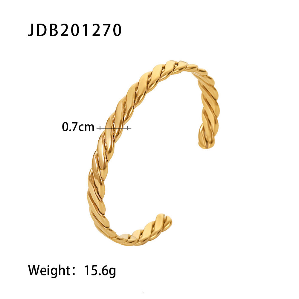 Vintage Zircon Wide Simple Bracelet