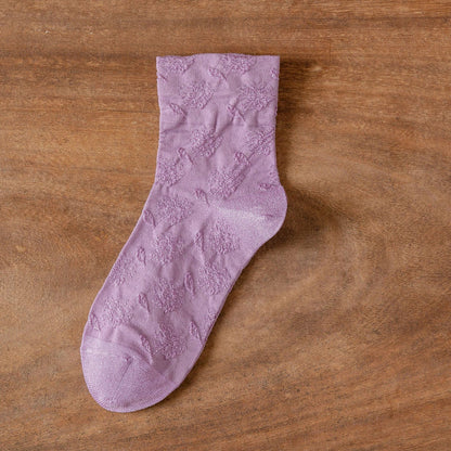 Rufia - Embossed Wide-Cuff Mid-Calf Socks