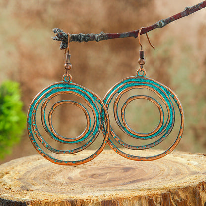 Bohemian Style Geometric Turquoise Tassel Earrings Set
