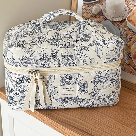 Jungle Series Makeup Bag Stylish Dot Print Cotton Travel Toiletry Organizer