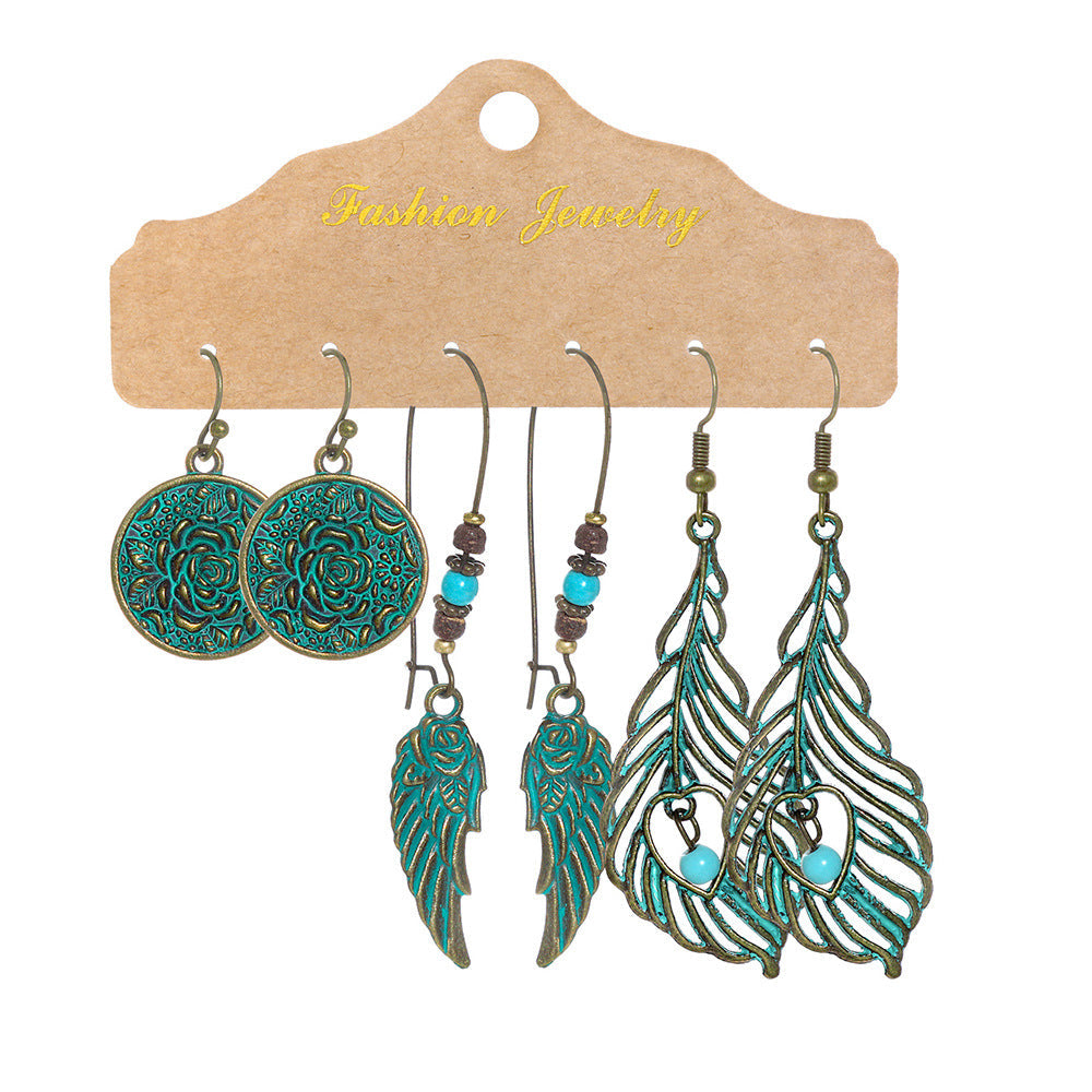 Vintage Floral Dangle Earrings Set Bohemian Style