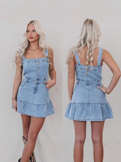 Trendy Casual Sleeveless Denim Dress