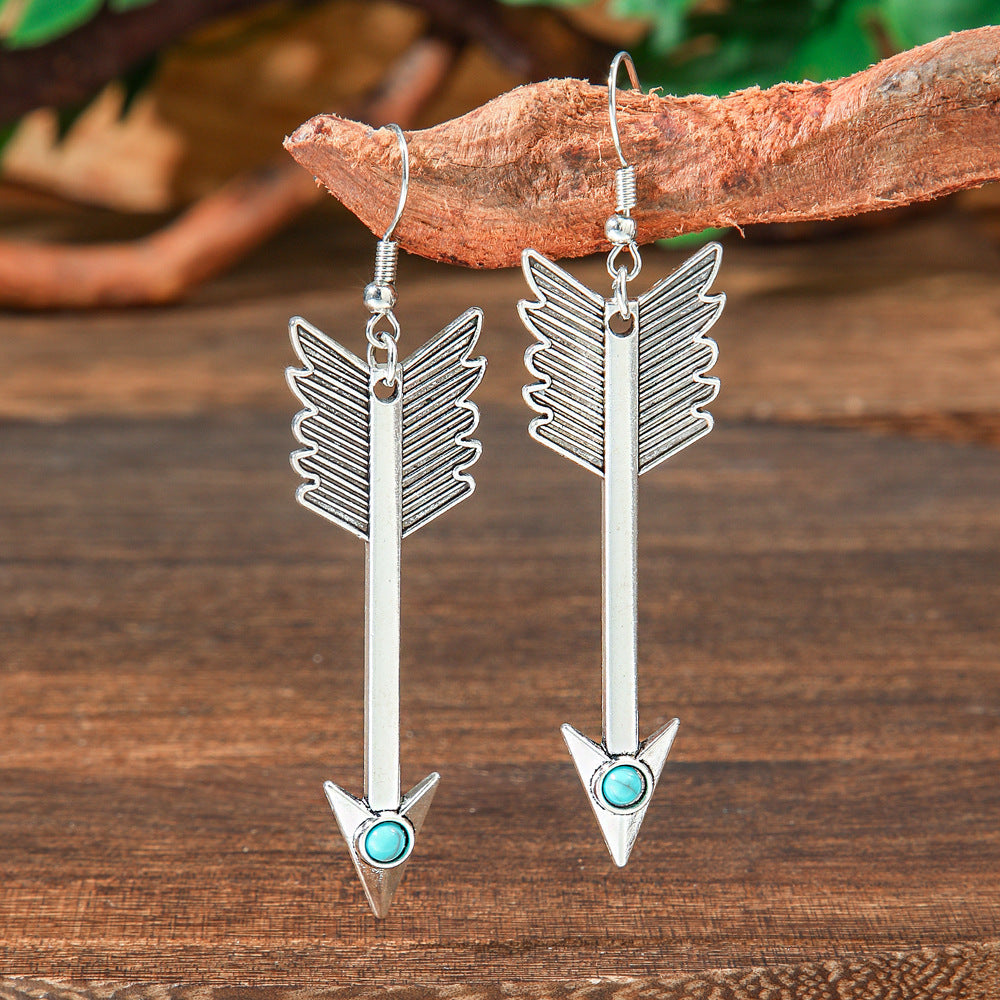 Geometric Turquoise Fringe Earrings Set Bohemian Style