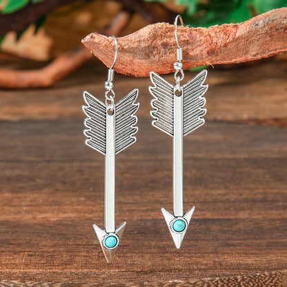 Geometric Turquoise Fringe Earrings Set Bohemian Style