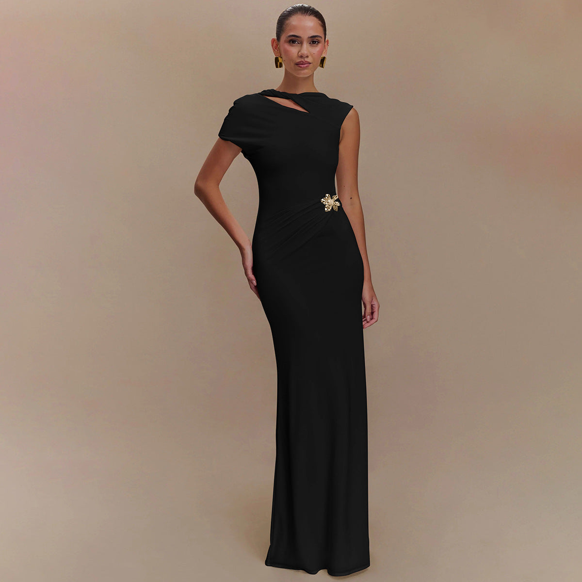 Trendy Solid Color Backless Dress for Women