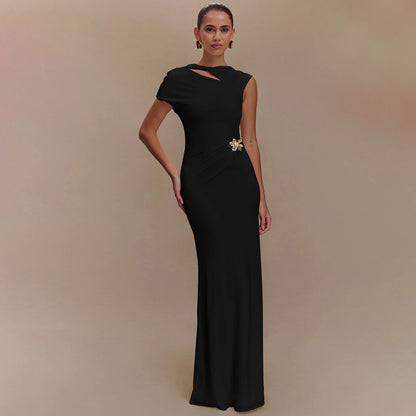 Trendy Solid Color Backless Dress for Women