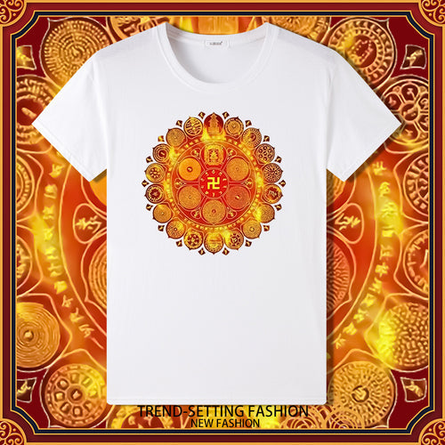 Grand Perfection Victory Mantra Wheel Print Summer Bottom Male And Female Couple Short-Sleeved T-Shirt
