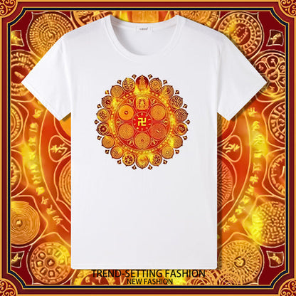 Grand Perfection Victory Mantra Wheel Print Summer Bottom Male And Female Couple Short-Sleeved T-Shirt
