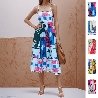 Floral Print Maxi Dress with High Waist for Casual Wear
