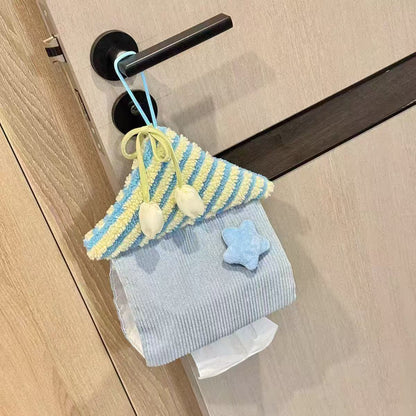 Cute Star House Tissue Holder Fabric Hanging Tissue Pouch