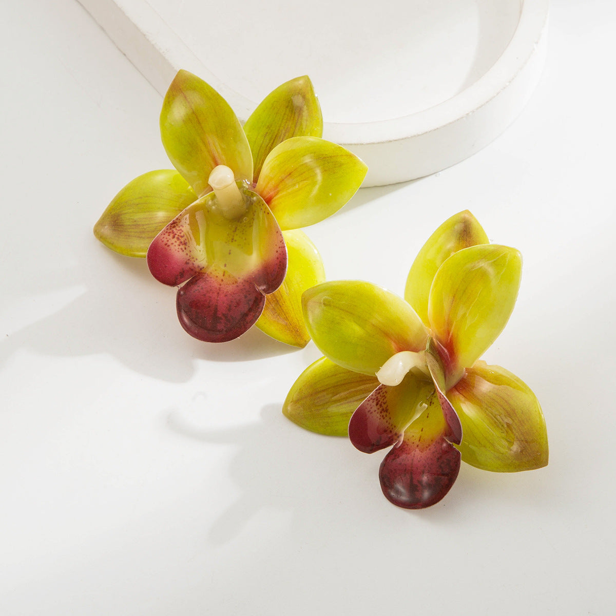 Flower Drop Resin Earrings S925 Silver Studs for Women