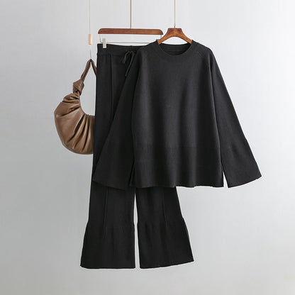 2+ Round Neck Side Split Knit Sets