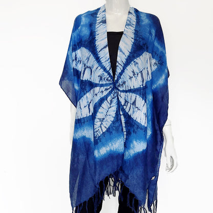 New Tie Dyed Ethnic Style Shawl Women'S Summer Sunscreen Beach Scarf Cotton And Hemp Scarf Cloak